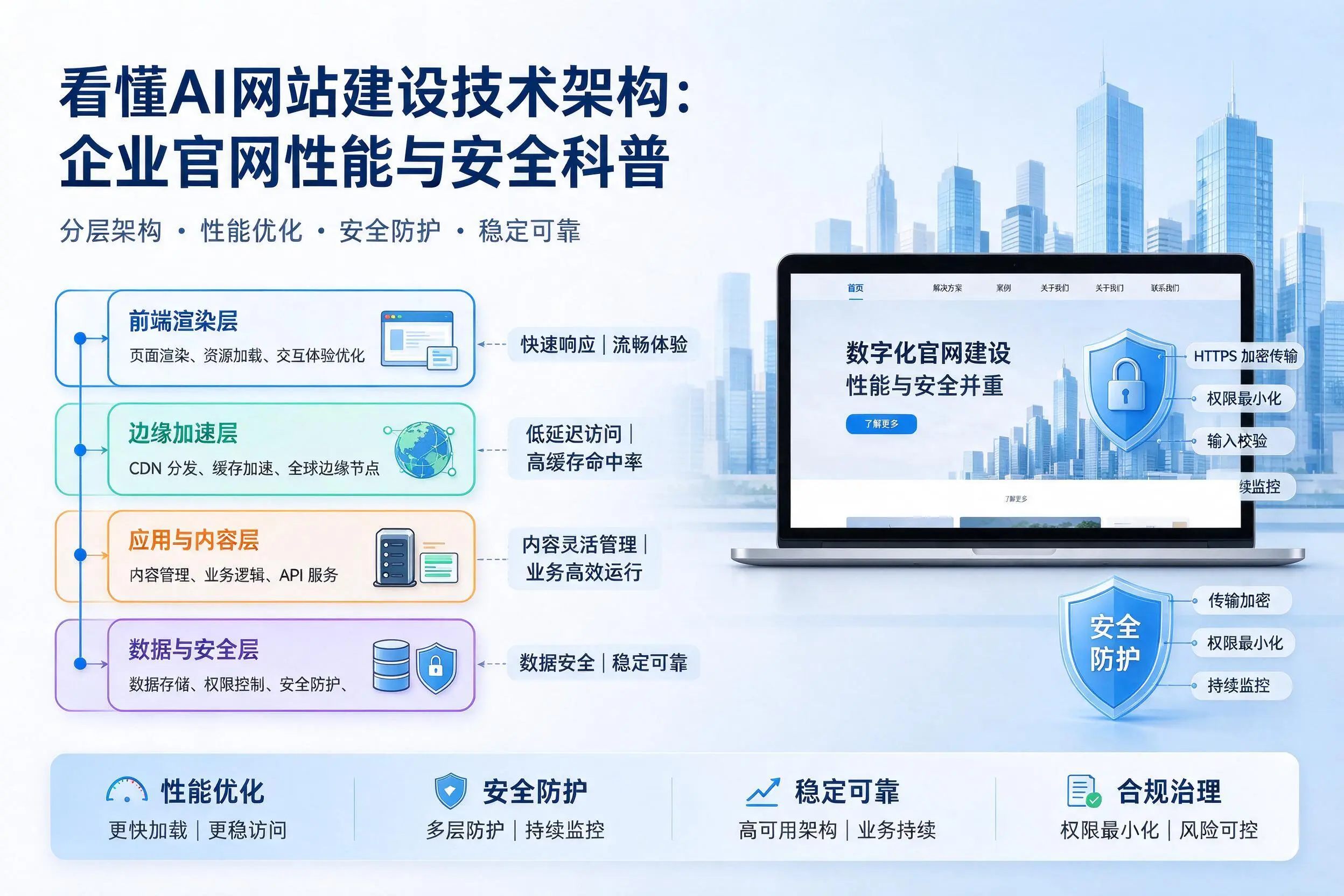看懂AI网站建设技术架构:许昌企业官网性能与安全科普