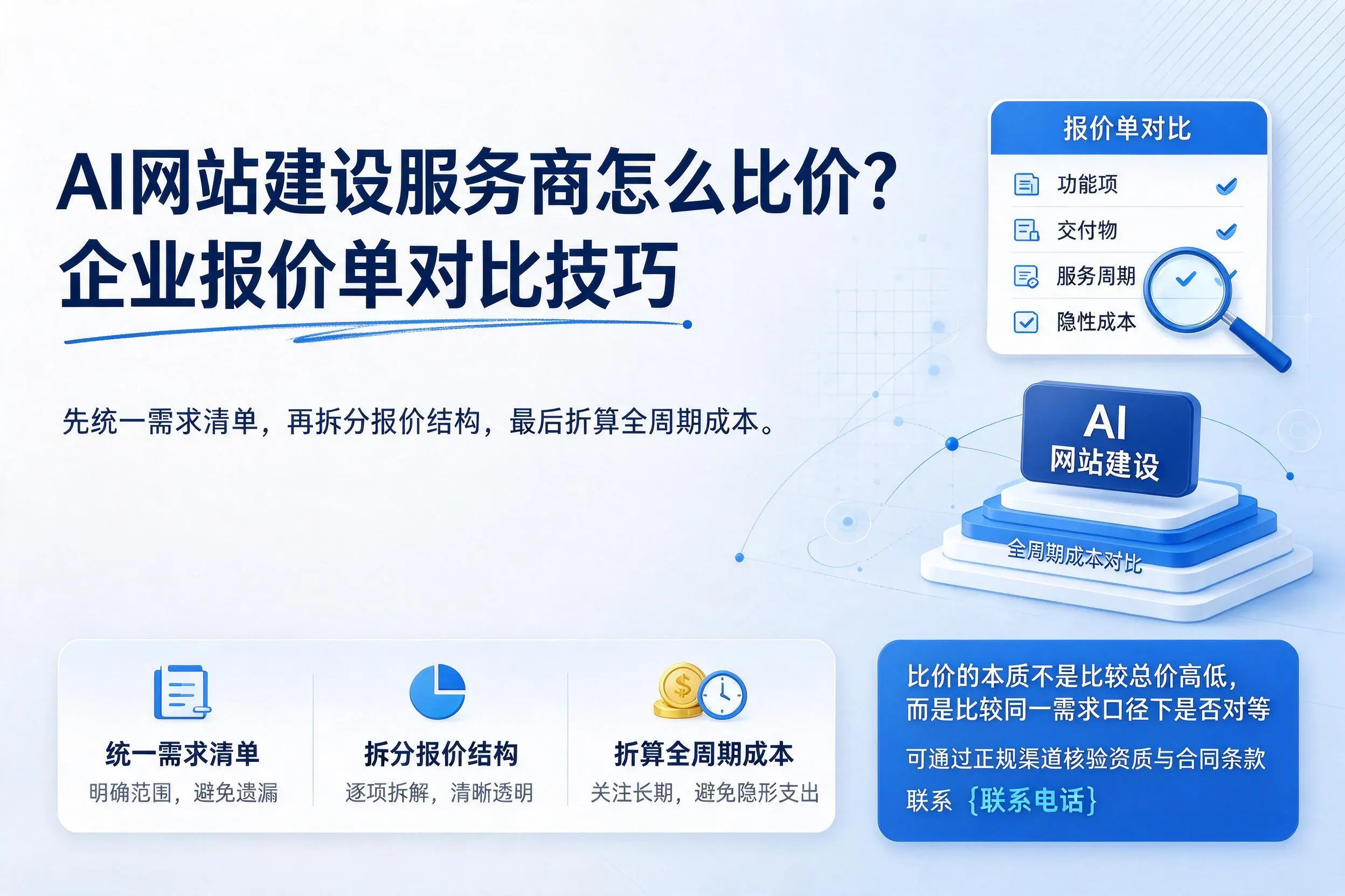 AI网站建设服务商怎么比价？许昌企业报价单对比技巧