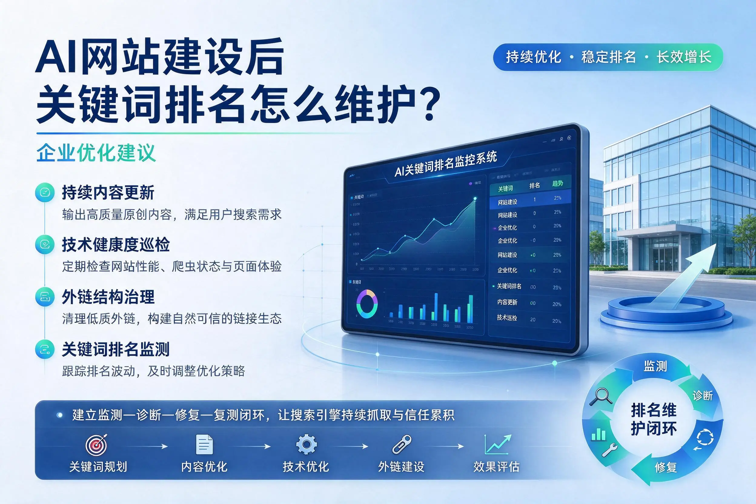 AI网站建设后关键词排名怎么维护？许昌企业优化建议